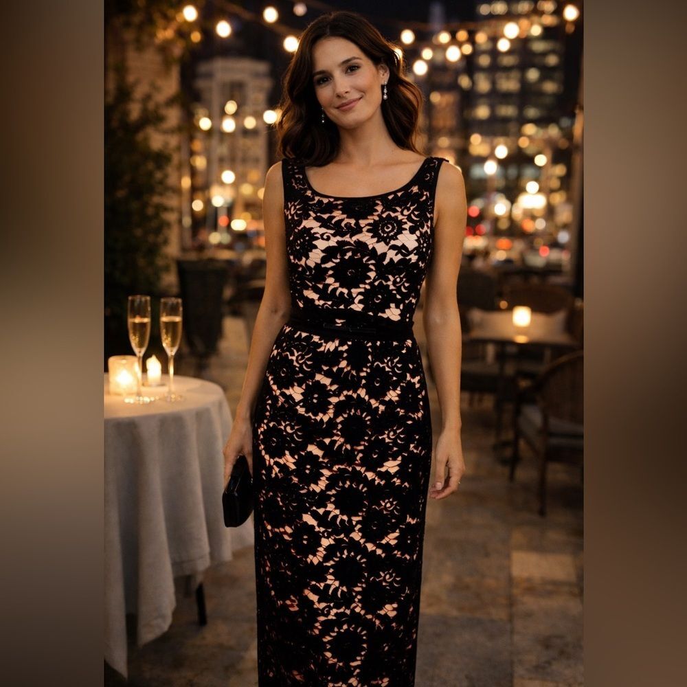 Candalite Woman's XL Black Lace Evening Dress